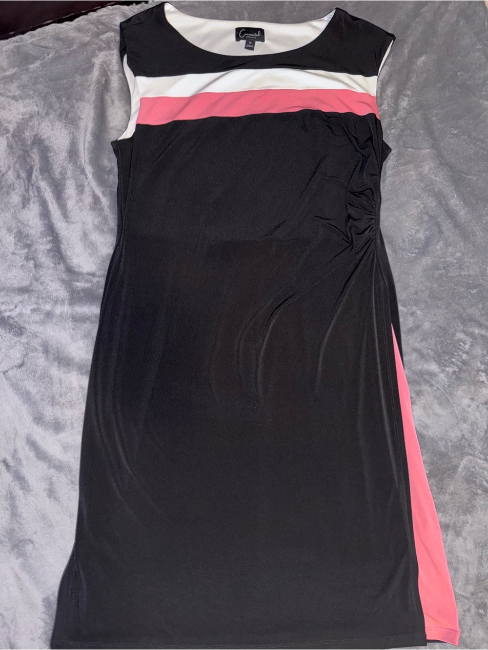 Connected Apparel Black Dress with Pink and White 16
